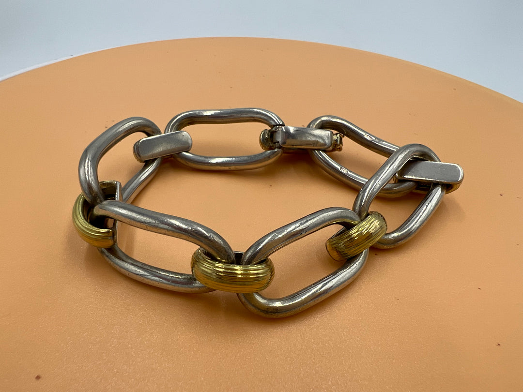 t681 Unique Sterling Silver and Gold Chain Link Bracelet