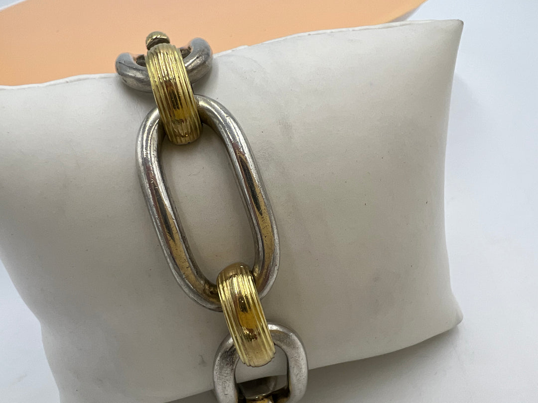 t681 Unique Sterling Silver and Gold Chain Link Bracelet