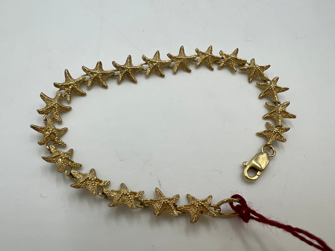 t698 Gold Starfish Bracelet and Earring Set