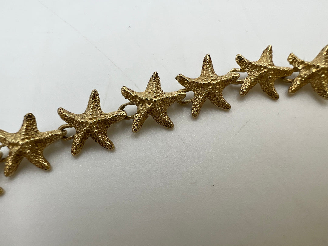 t698 Gold Starfish Bracelet and Earring Set