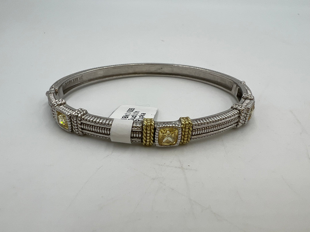 t700 Judith Ripka Gold and Sterling Silver Bangle Bracelet