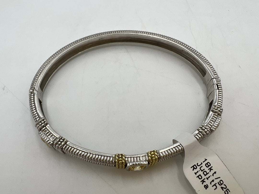 t700 Judith Ripka Gold and Sterling Silver Bangle Bracelet