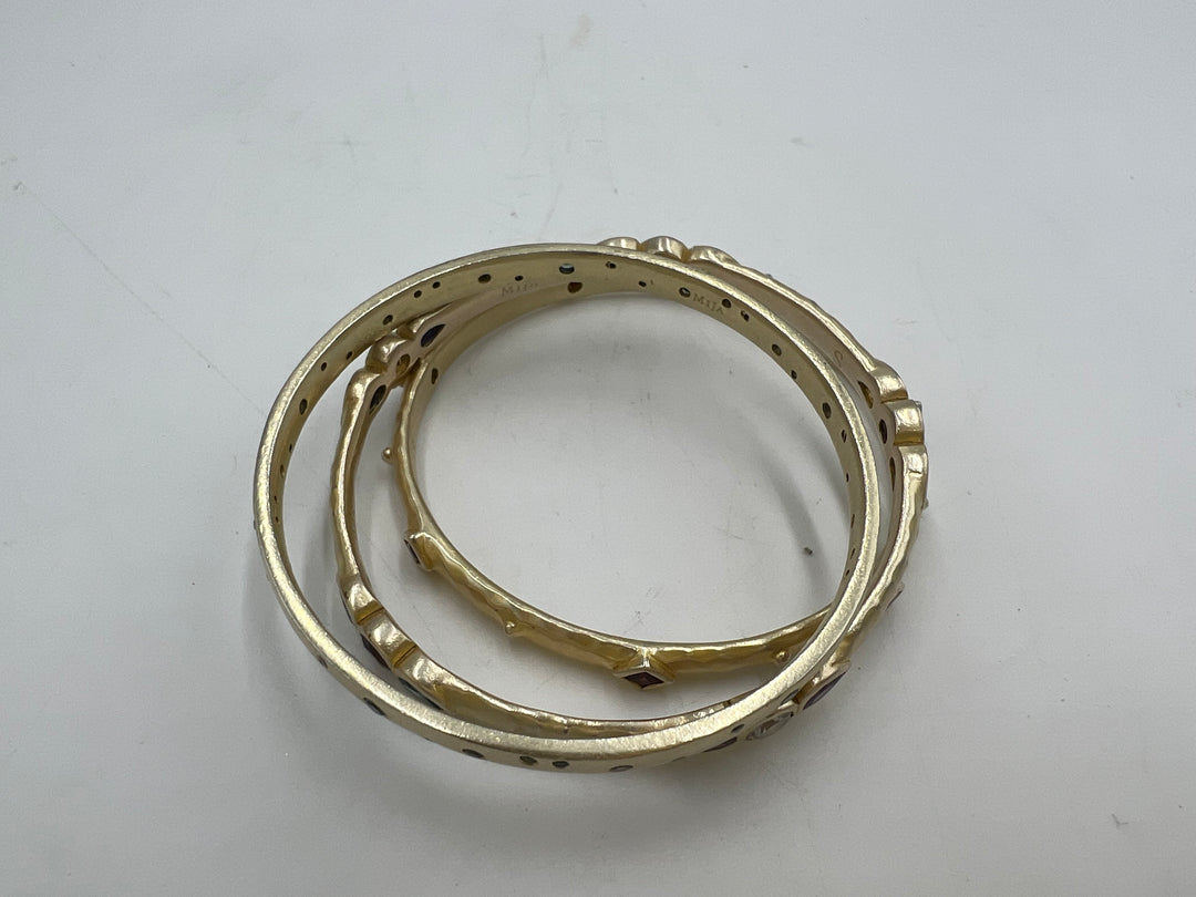 t702 Mija Gold Vermeil Sterling Silver Gem Stone Bangle Bracelets