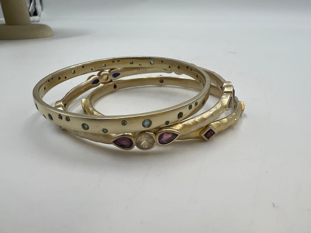 t702 Mija Gold Vermeil Sterling Silver Gem Stone Bangle Bracelets