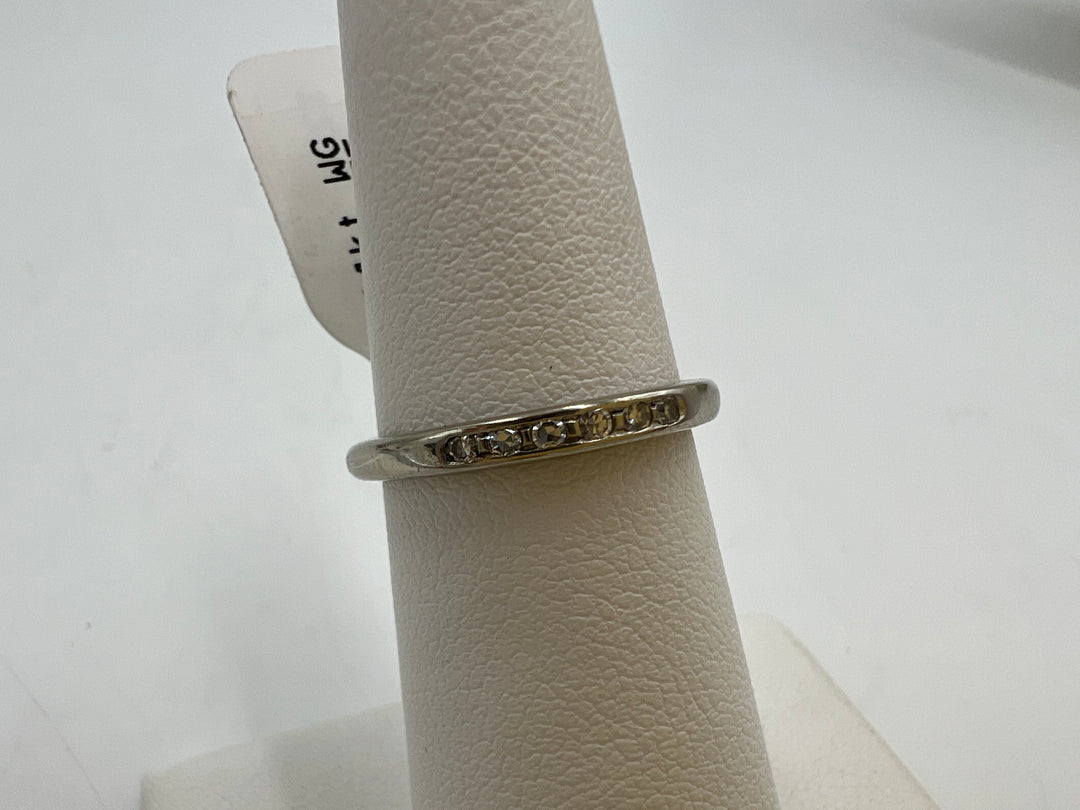 t708 Dainty White Gold and Diamond Wedding Band 1.5 mm