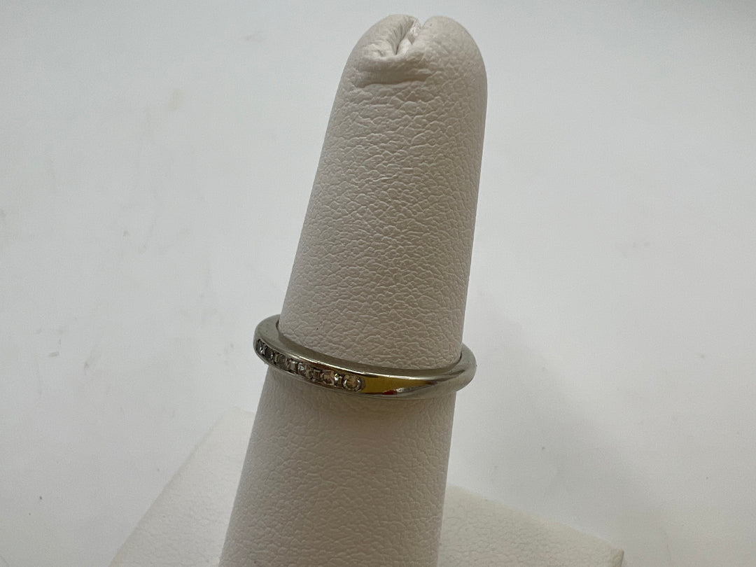 t708 Dainty White Gold and Diamond Wedding Band 1.5 mm