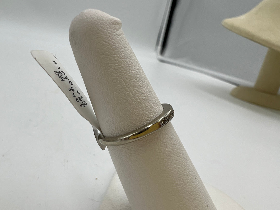 t708 Dainty White Gold and Diamond Wedding Band 1.5 mm