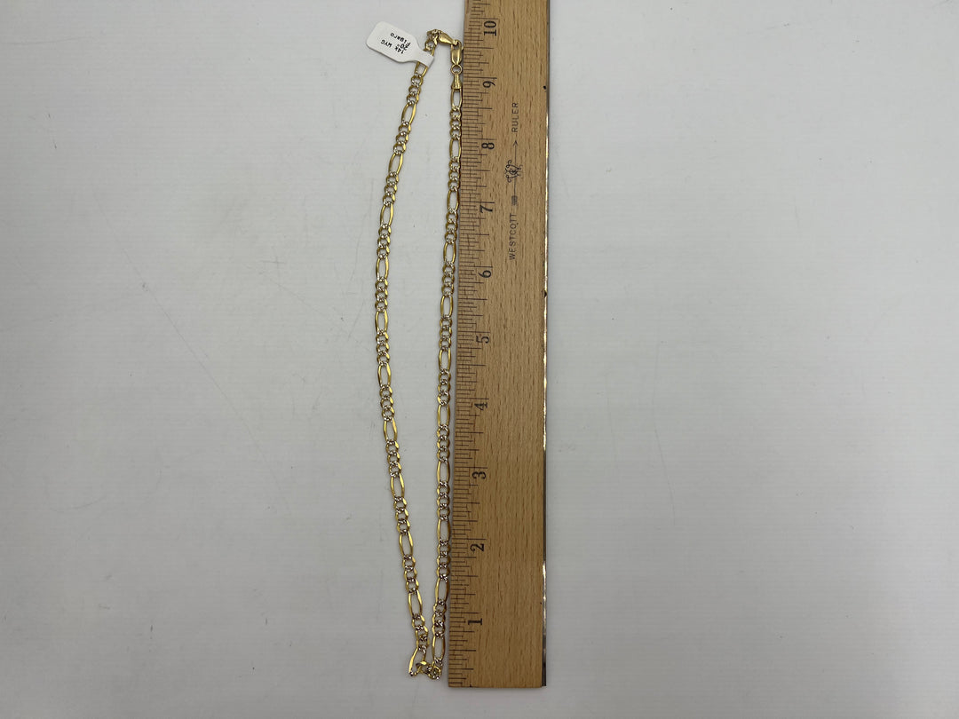 t736 Elegant White and Yellow Gold Figaro Chain