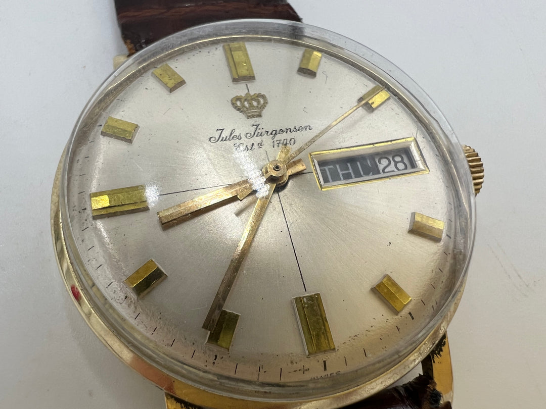 t738 Beautiful Jules Jurgensen 14kt Gold Men's Watch