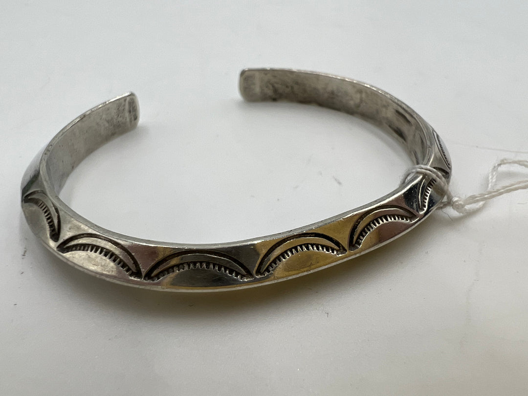 t747 Unique RUE Crescent Sterling Silver Bangle Bracelet