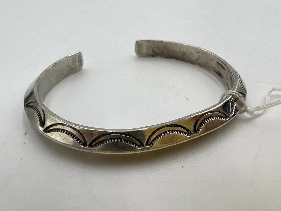 t747 Unique RUE Crescent Sterling Silver Bangle Bracelet