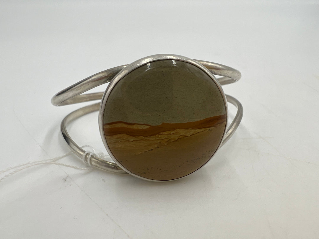 t754 Unique Sterling Silver and Stone Cuff Bracelet