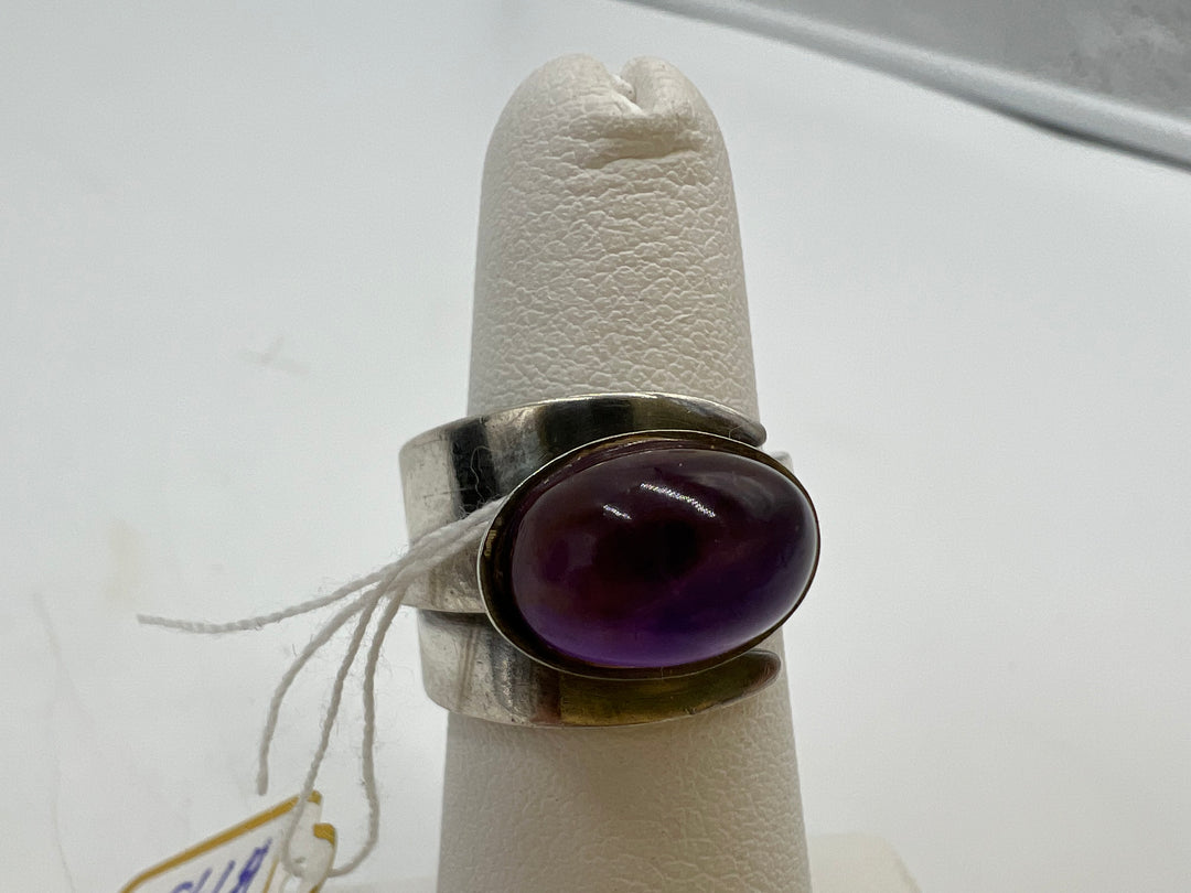 t757 David Andersen Purple Stone and Sterling Silver Ring