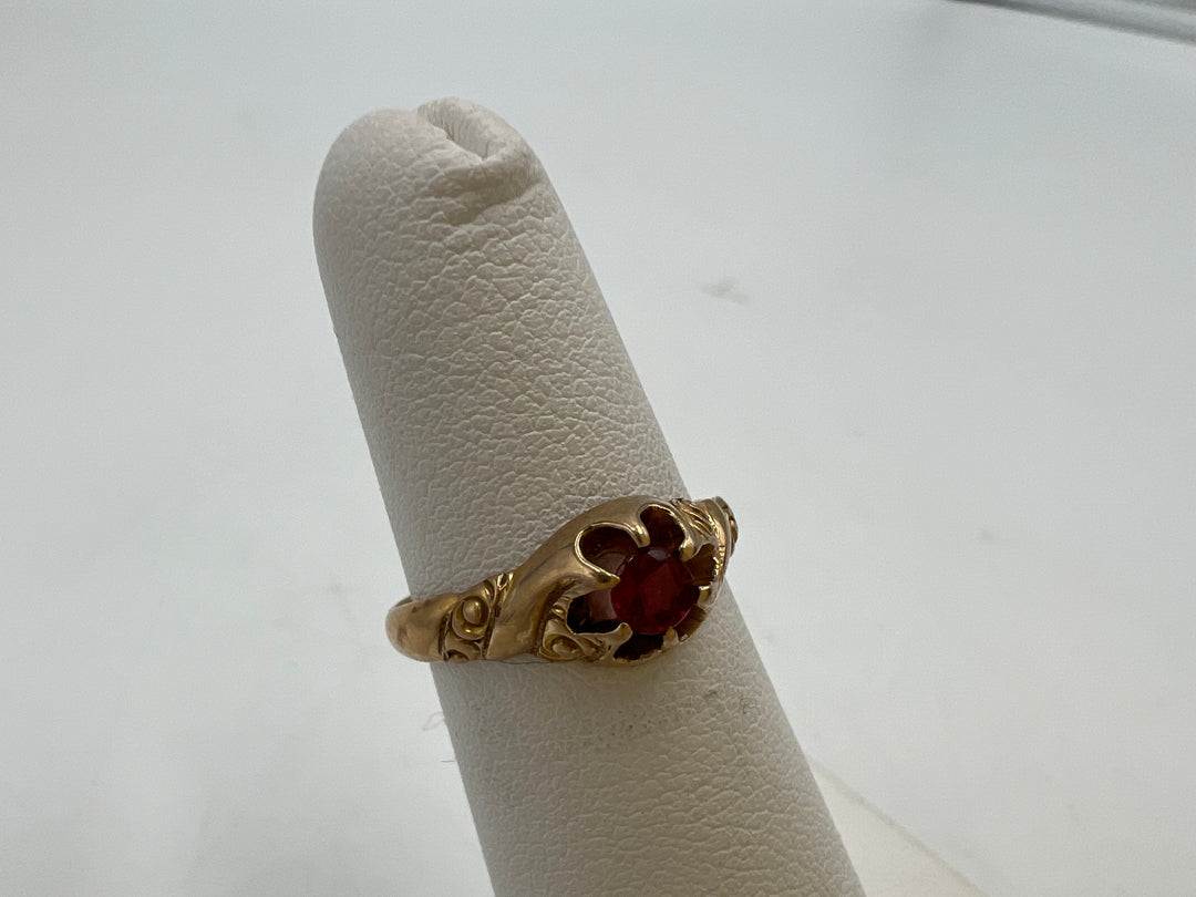 t781 Delicate Yellow Gold Rubellite Ring Size 4.5