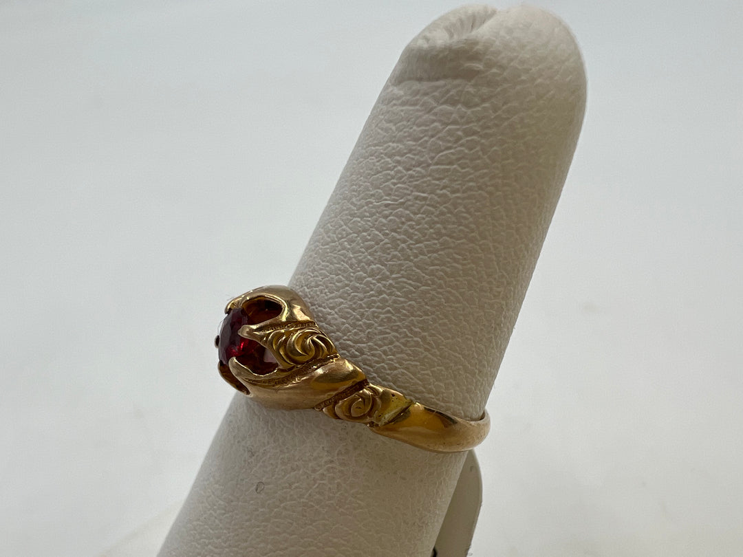 t781 Delicate Yellow Gold Rubellite Ring Size 4.5