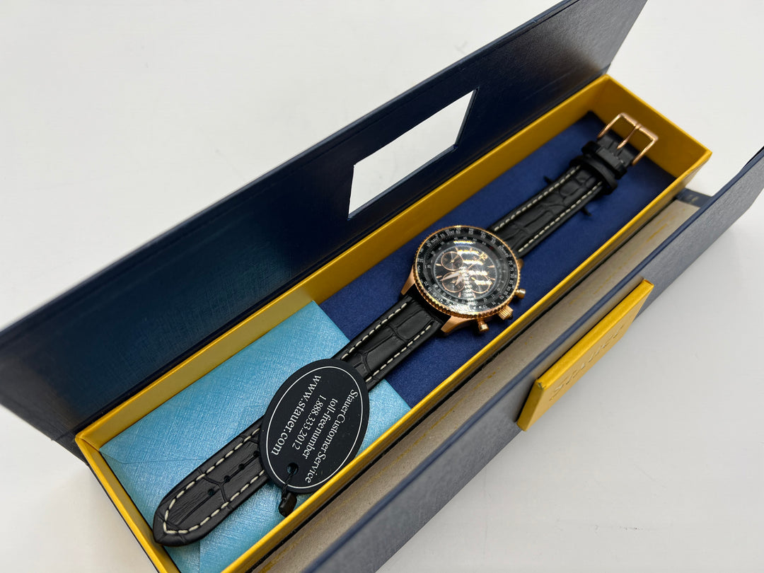 t791 Elegant Stauer FlyBoy 1916 Midnight Wrist Watch