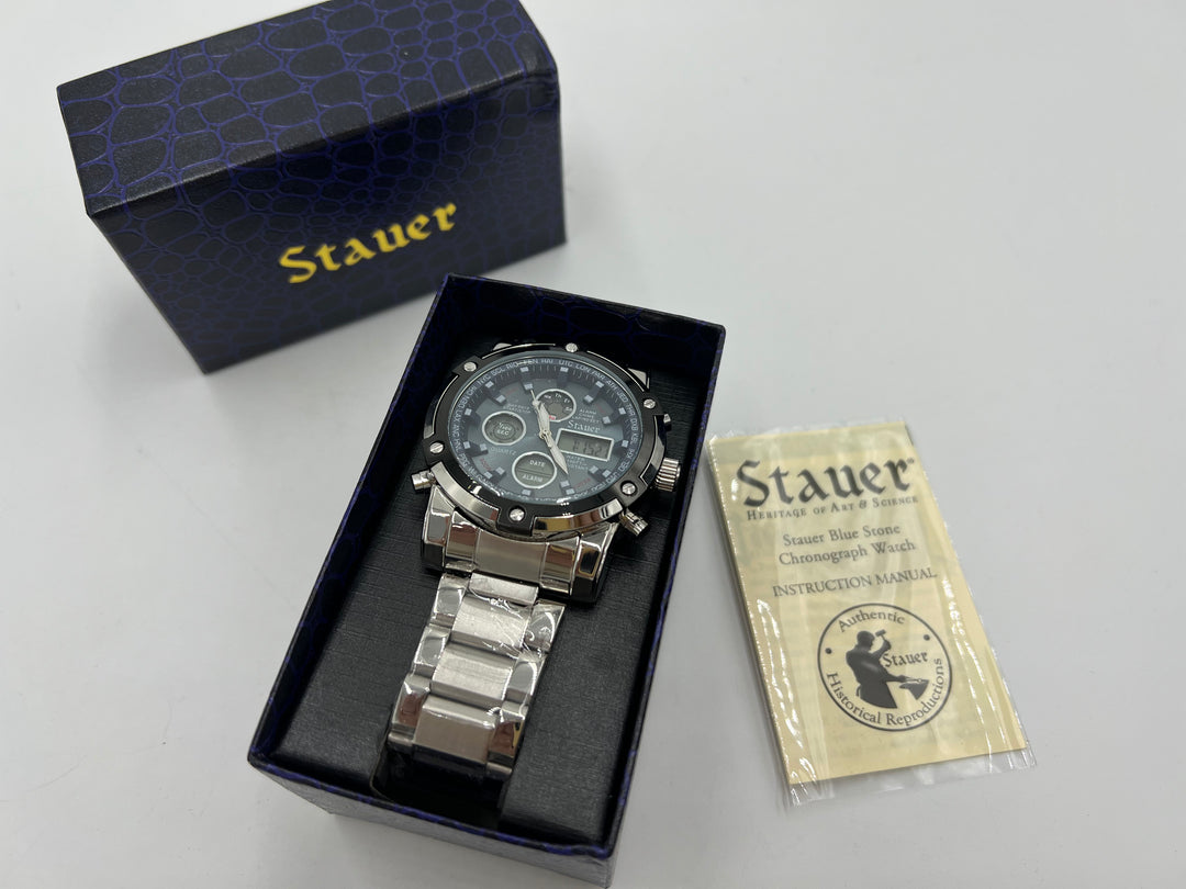 t815 Unique Stauer Blue Stone Chronograph Watch