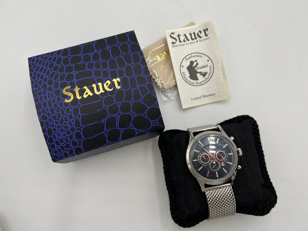 t817 Unique Stauer Day Date Stainless Steel Automatic Wrist Watch