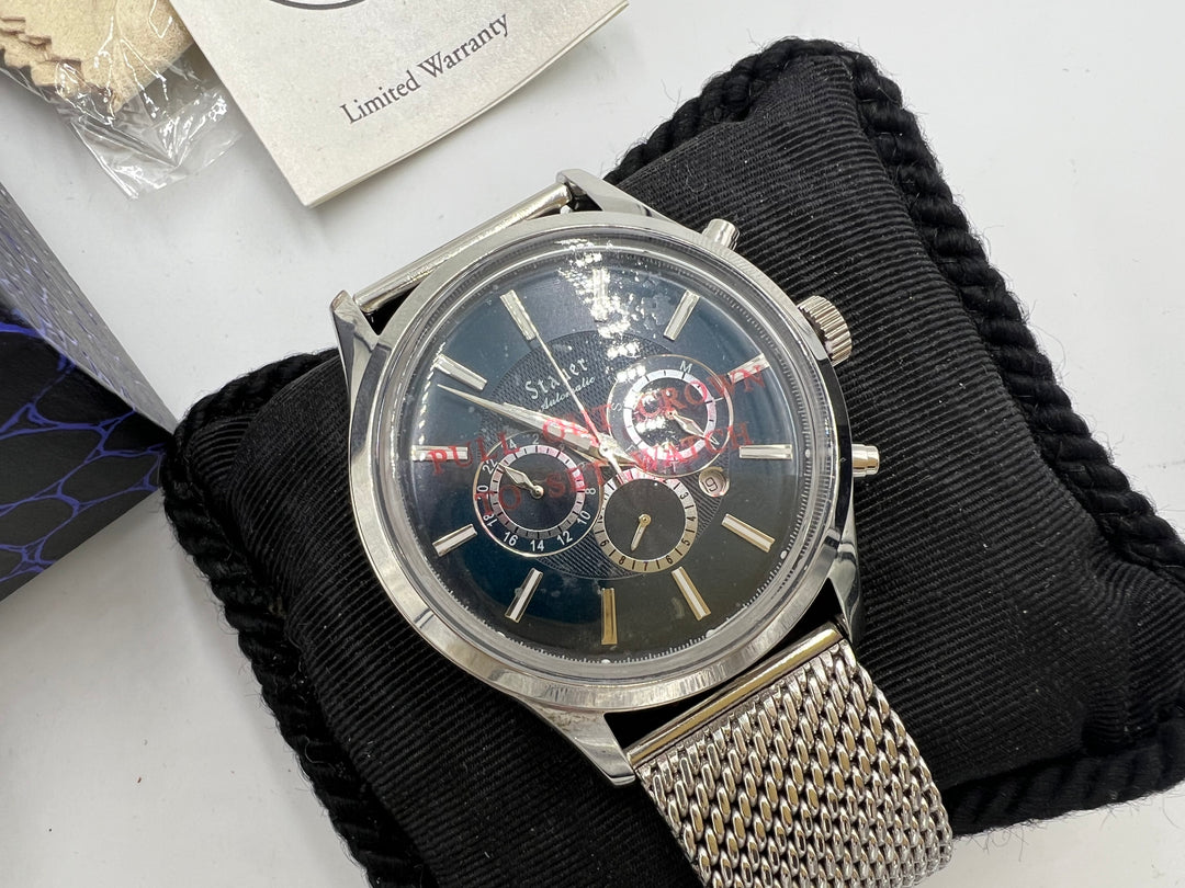 t817 Unique Stauer Day Date Stainless Steel Automatic Wrist Watch