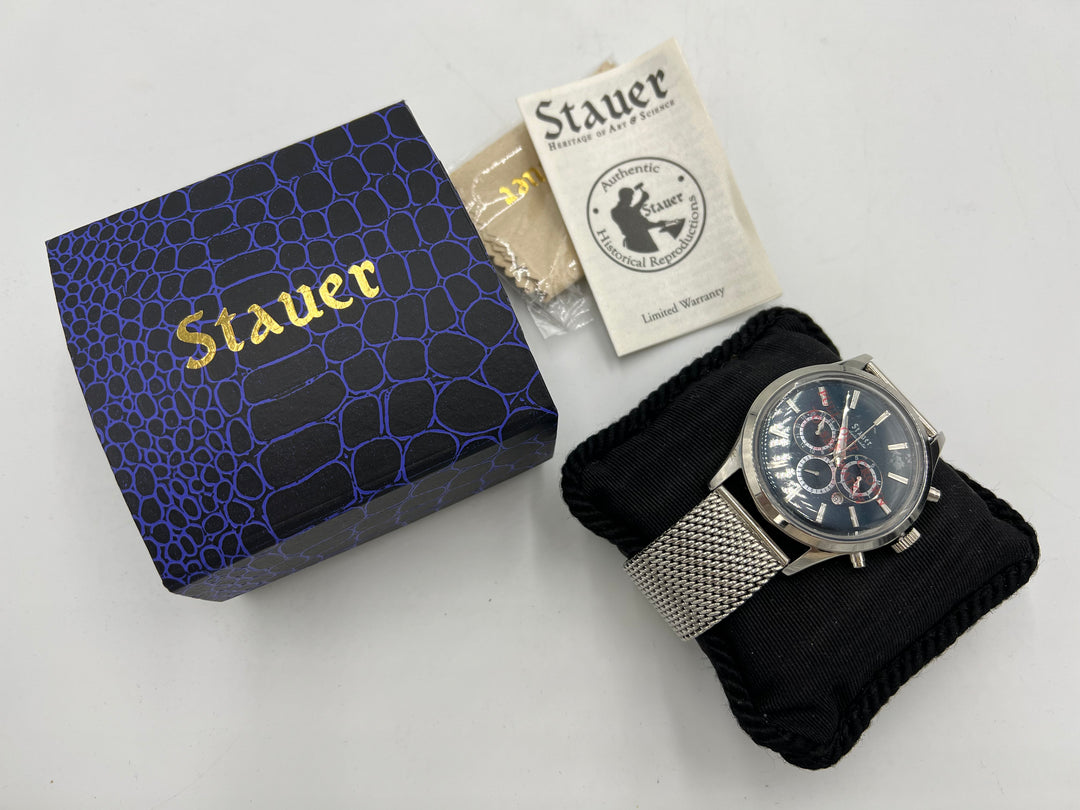 t817 Unique Stauer Day Date Stainless Steel Automatic Wrist Watch