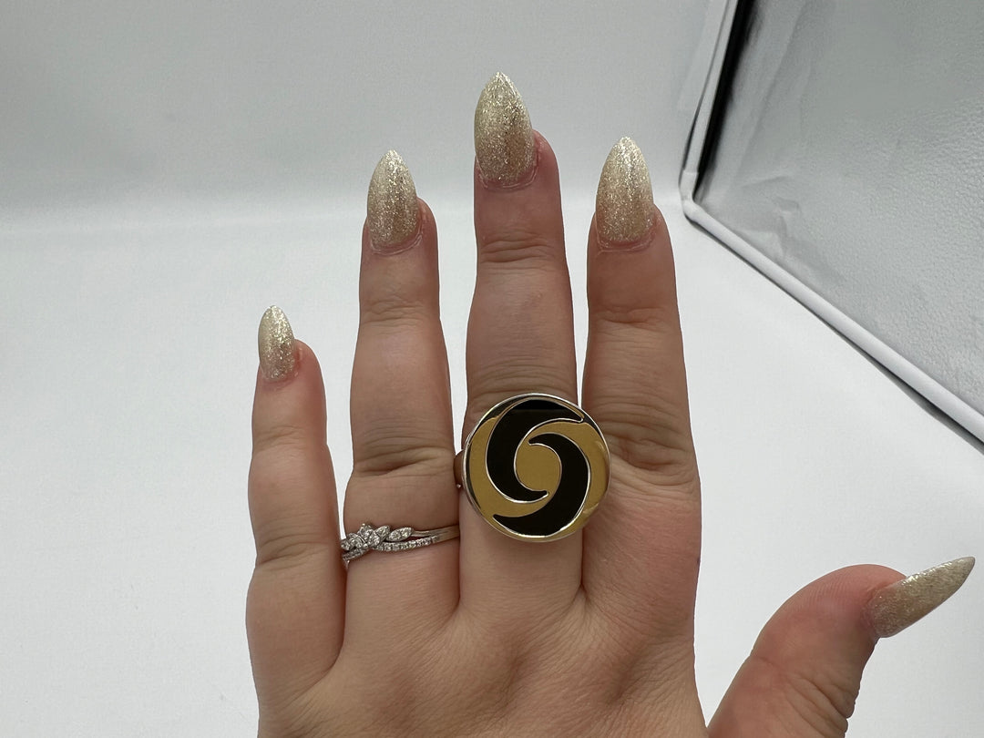 t826 Unique Bulgari Yin Yang Illusion Spinning Ring