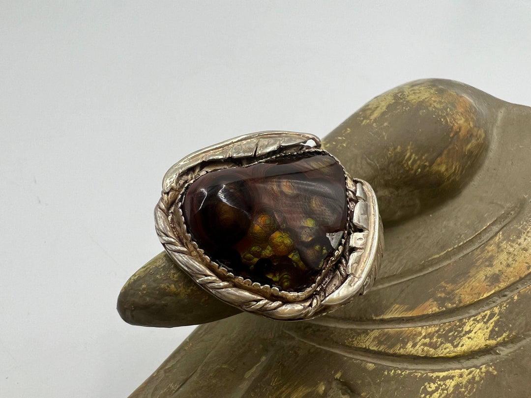 t865 Beautiful Fire Agate Sterling Silver Ring