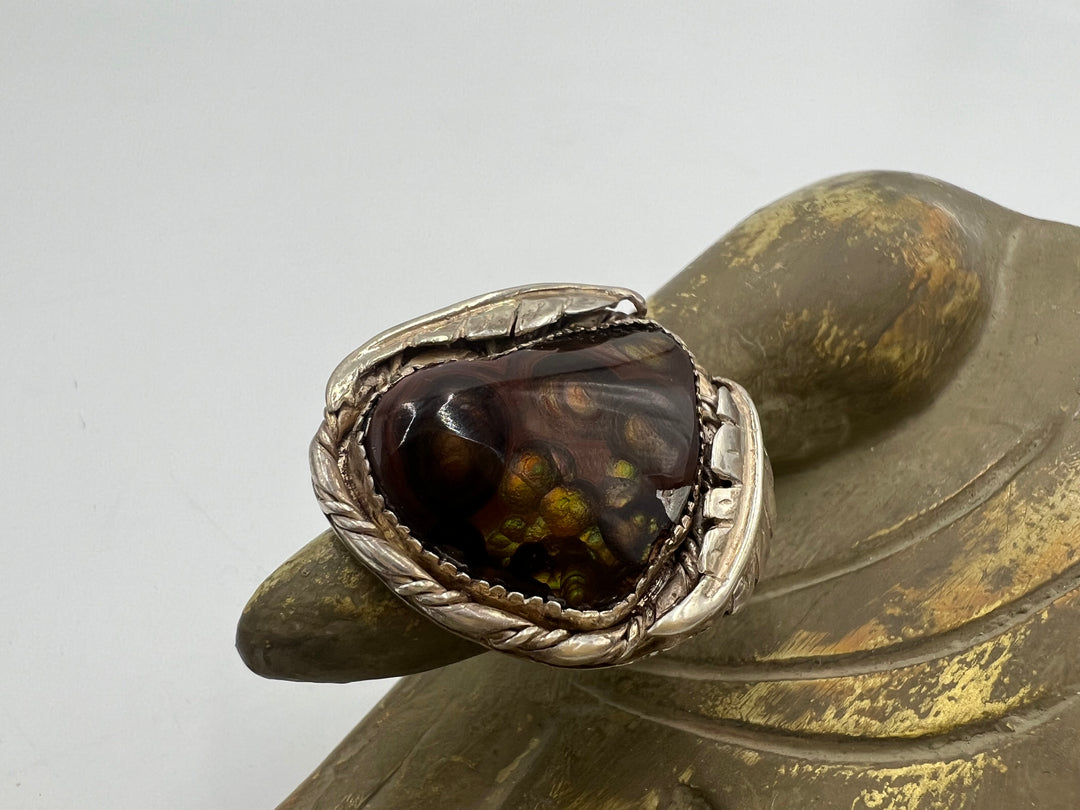 t865 Beautiful Fire Agate Sterling Silver Ring