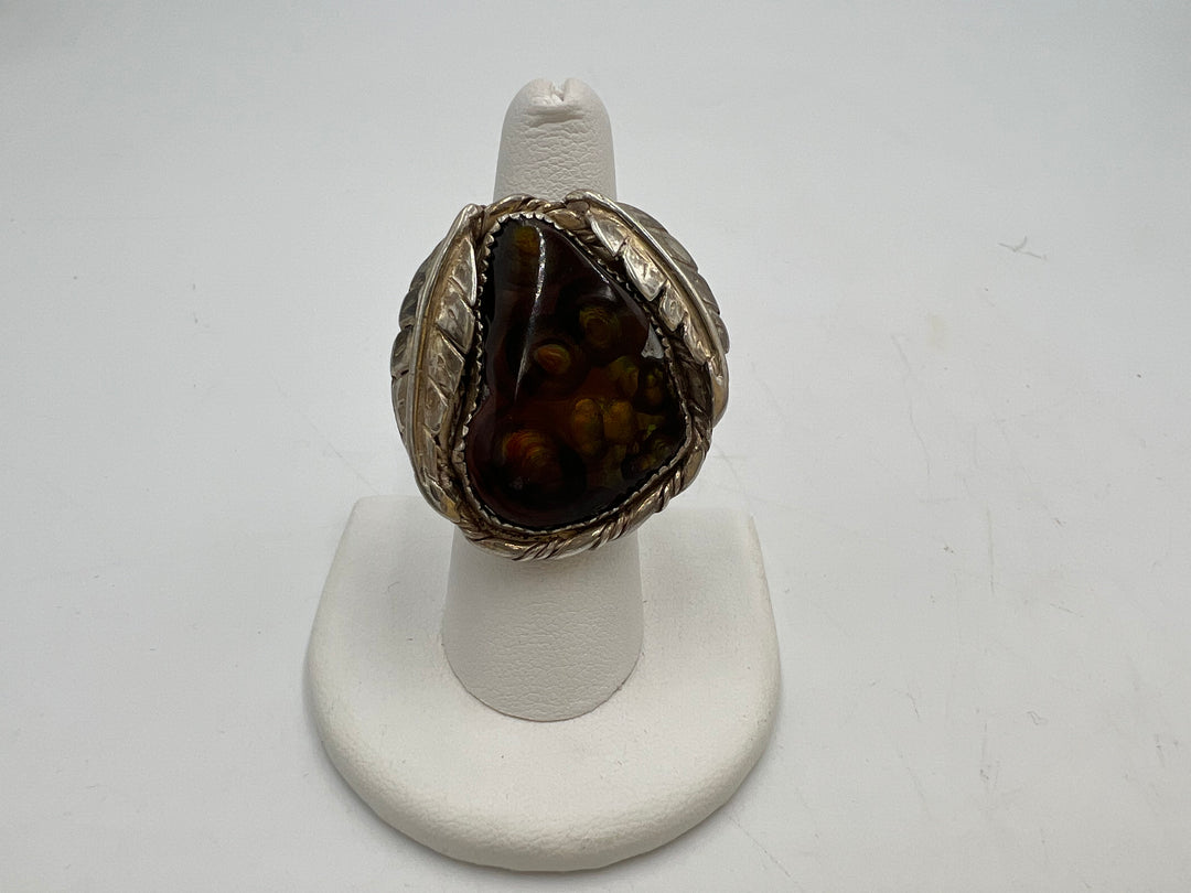 t865 Beautiful Fire Agate Sterling Silver Ring