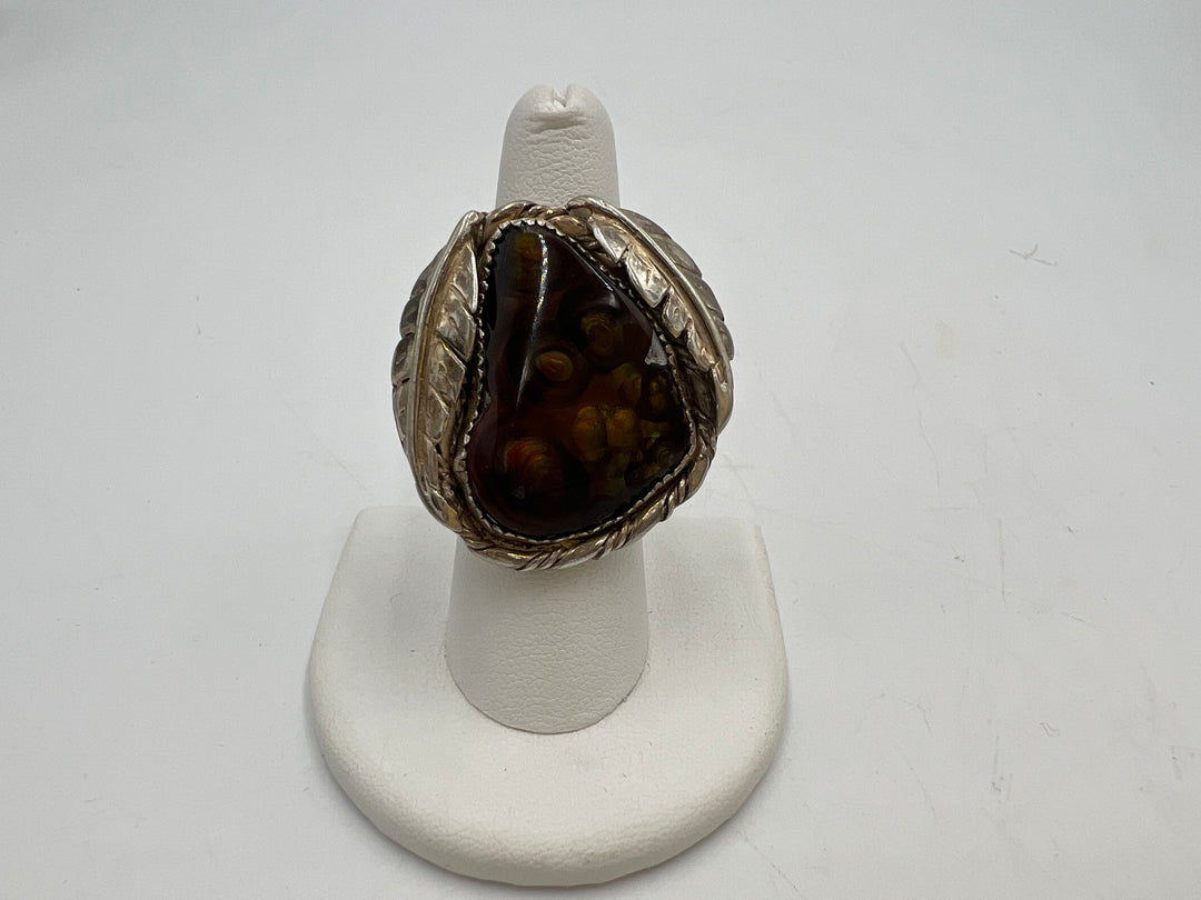 t865 Beautiful Fire Agate Sterling Silver Ring