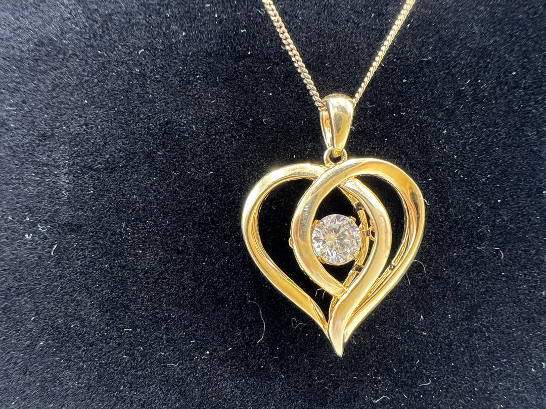 t872 Beautiful Gold Plated Silver with Dancing Cubic Zirconia Pendant Necklace