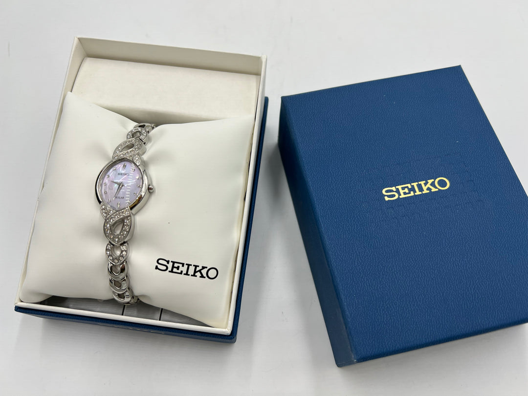 t929 Unique Seiko Solar Silver Gold Tone Ladies Wrist Watch