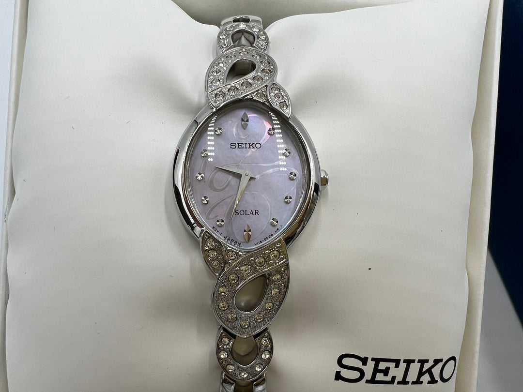 t929 Unique Seiko Solar Silver Gold Tone Ladies Wrist Watch