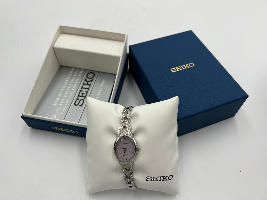 t929 Unique Seiko Solar Silver Gold Tone Ladies Wrist Watch