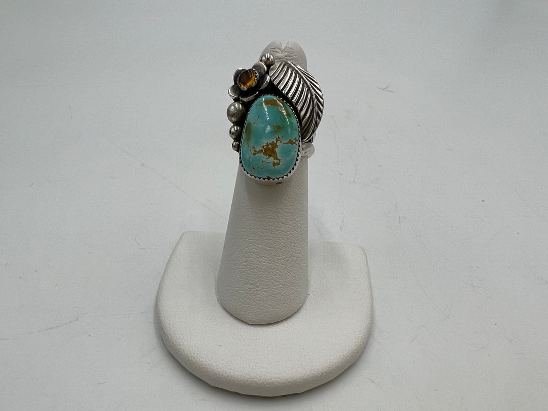 t943 Stunning 925 Silver Navajo Turquoise Ring