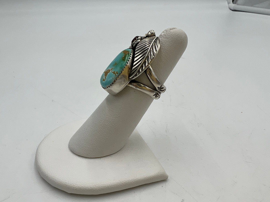 t943 Stunning 925 Silver Navajo Turquoise Ring