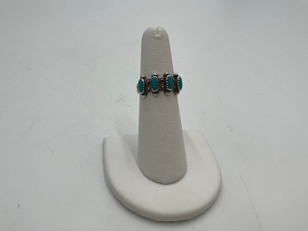 t948 Intricate Native American Sterling Silver Blue Stone Ring