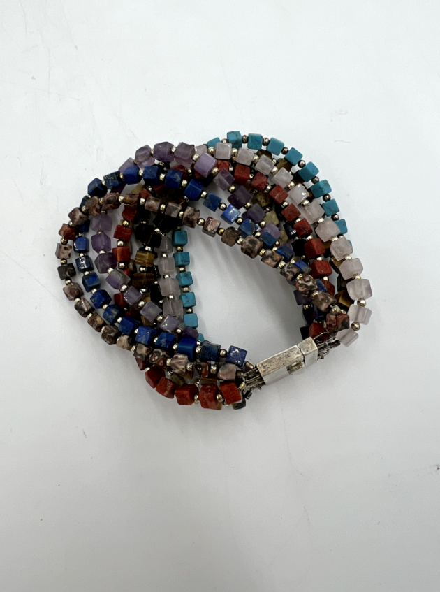 t645 Square Natural Stone Women's Beaded Bracelet