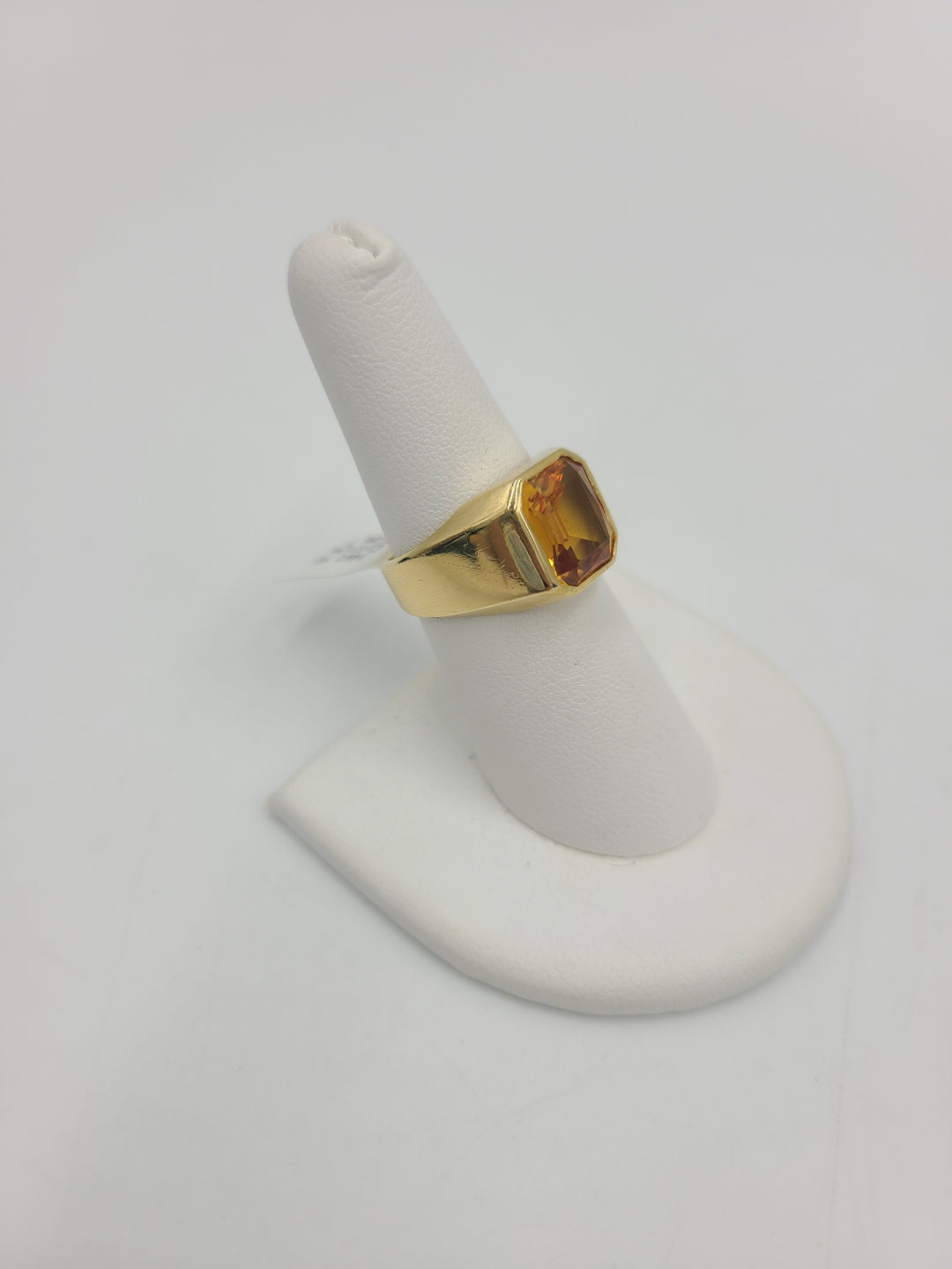 k795 Stylish Men's 14kt Yellow Gold Citrine Ring