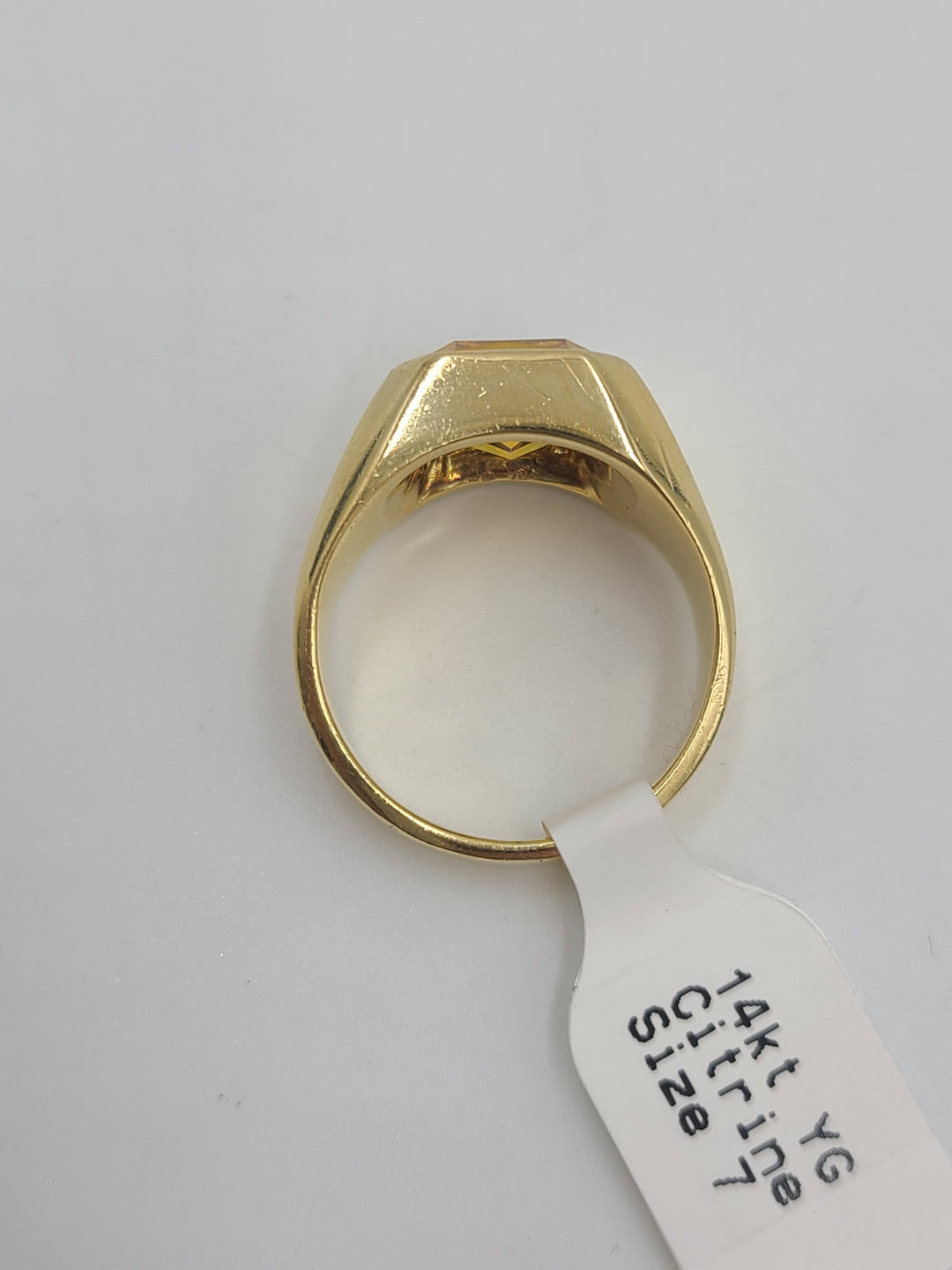 k795 Stylish Men's 14kt Yellow Gold Citrine Ring