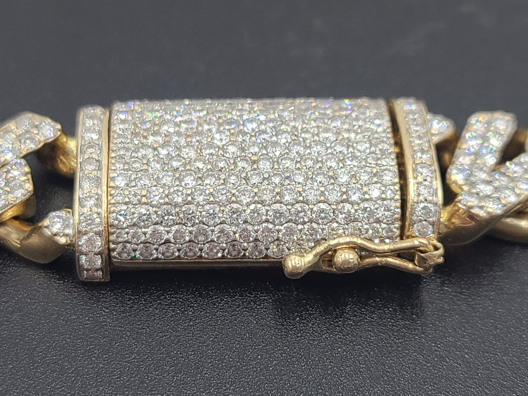 k758 Gorgeous Unisex 14kt Yellow Gold Diamond Curb Link Bracelet