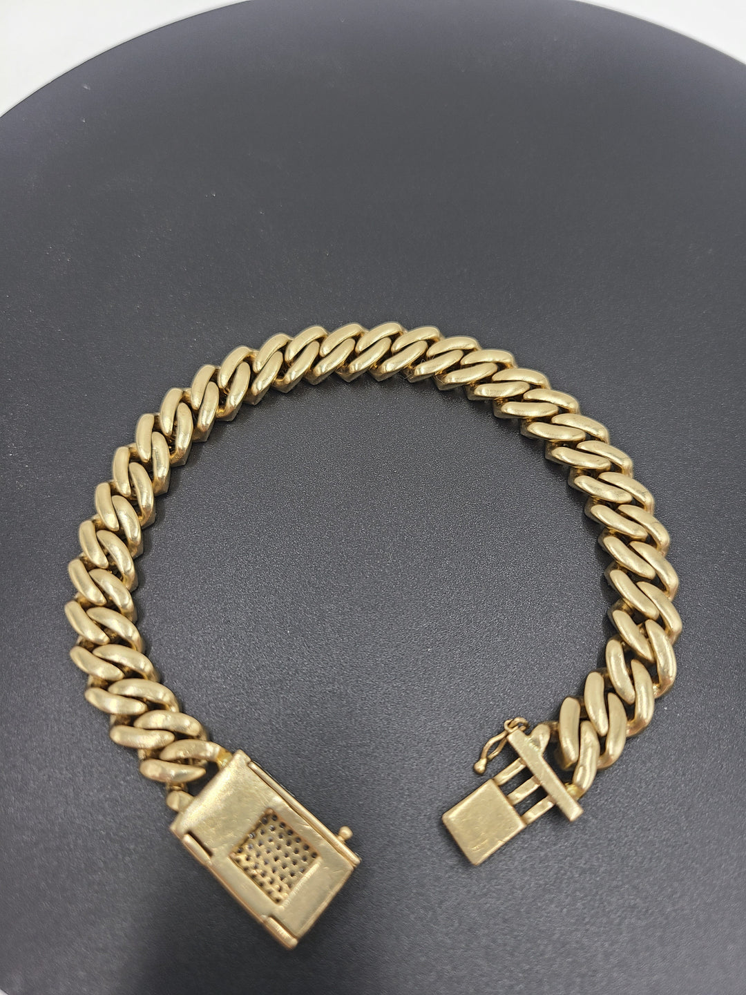 k758 Gorgeous Unisex 14kt Yellow Gold Diamond Curb Link Bracelet