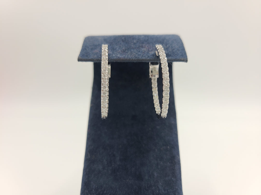 k771 Lovely Ladies 14kt White Gold 1cttw Diamond Hoop Earrings