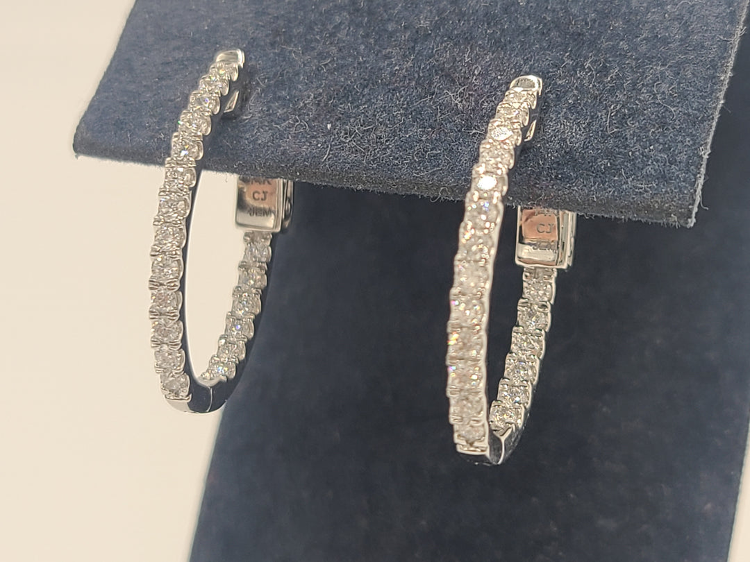 k770 Lovely Ladies 14kt White Gold .75cttw Diamond Hoop Earrings