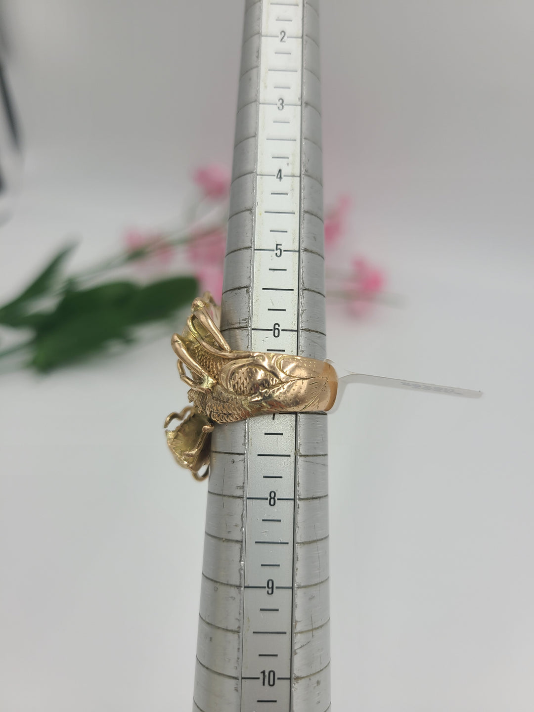 k708 Stunningly Designed 14kt Yellow Gold 2 Headed Dragon Ring