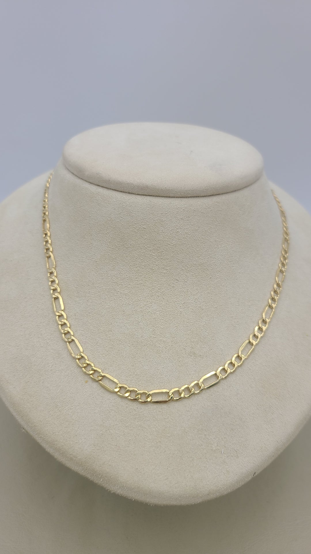 k954 Simple Unisex 14kt Yellow Gold 20" Figaro Necklace