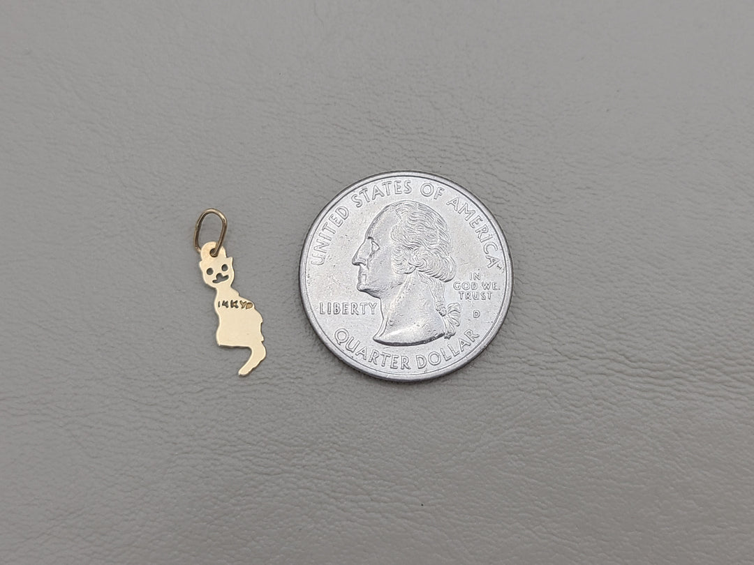 k853 Dainty Little 14kt Yellow Gold Kitty Charm