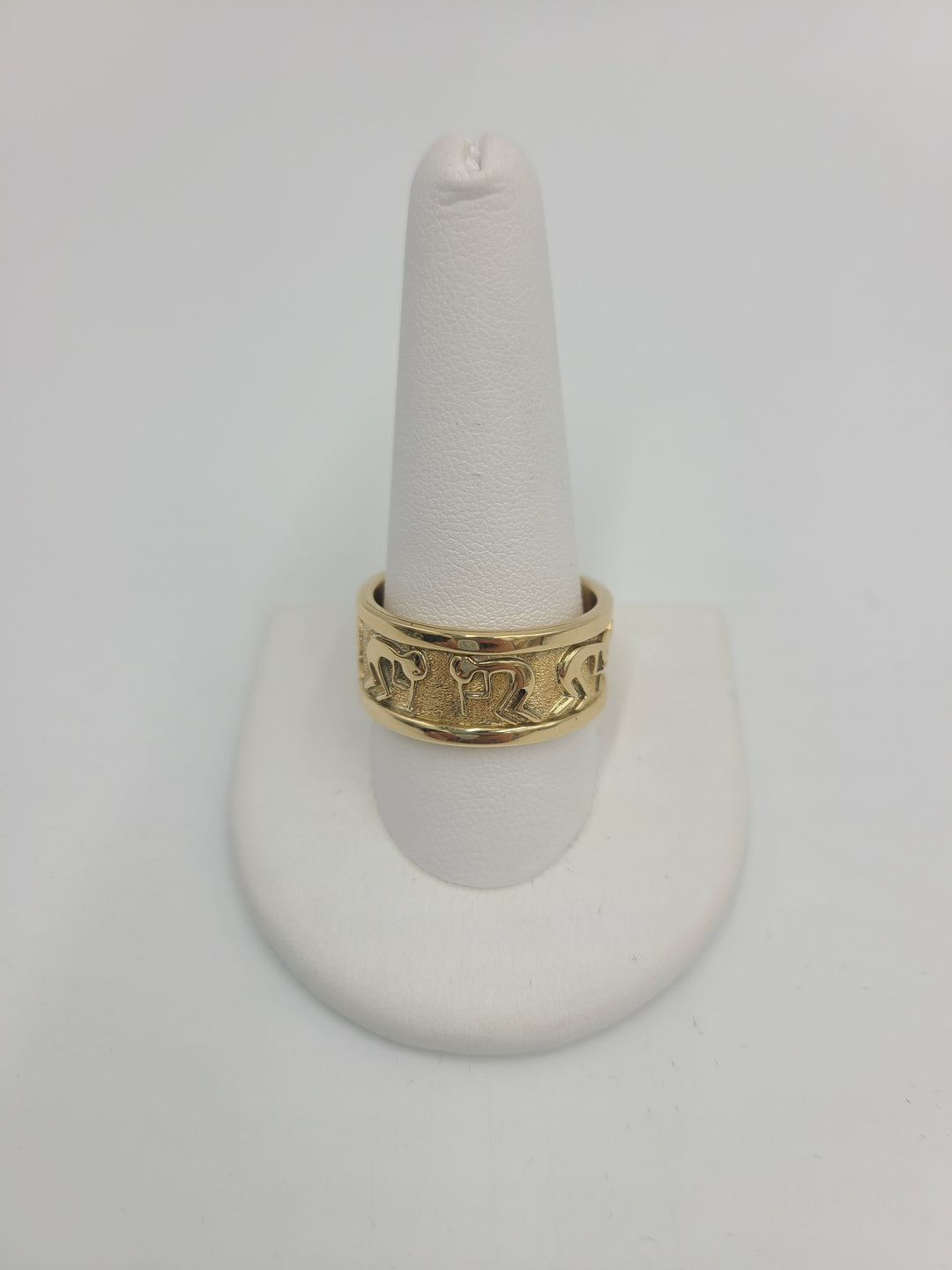 r119 14kt Yellow Gold Kokopelli Ring Size 11.5(USA) Signed 13.3 g