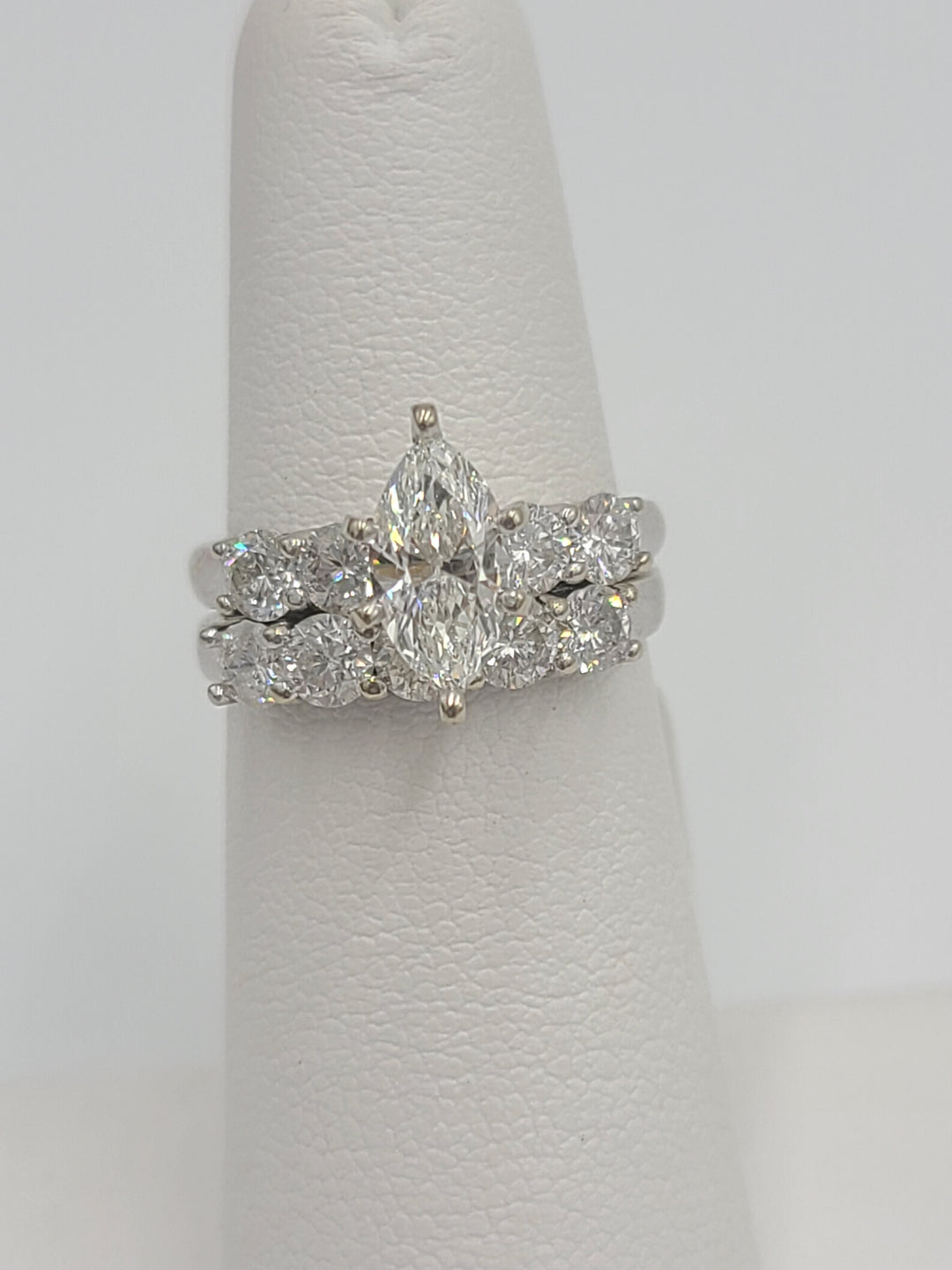 k745 Gorgeous 14kt White Gold Marquise Diamond Wedding Set