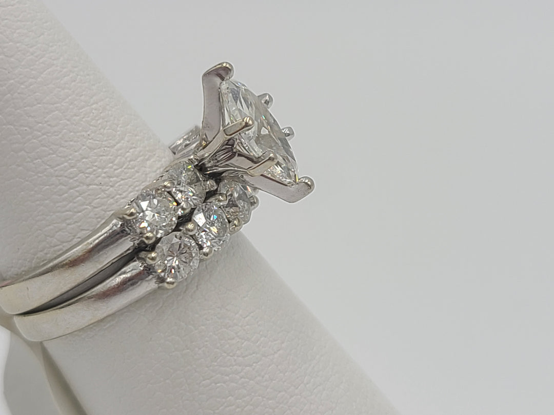 k745 Gorgeous 14kt White Gold Marquise Diamond Wedding Set