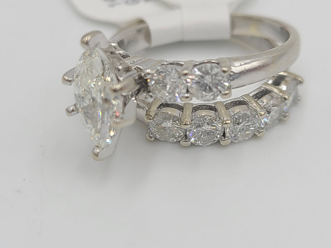 k745 Gorgeous 14kt White Gold Marquise Diamond Wedding Set